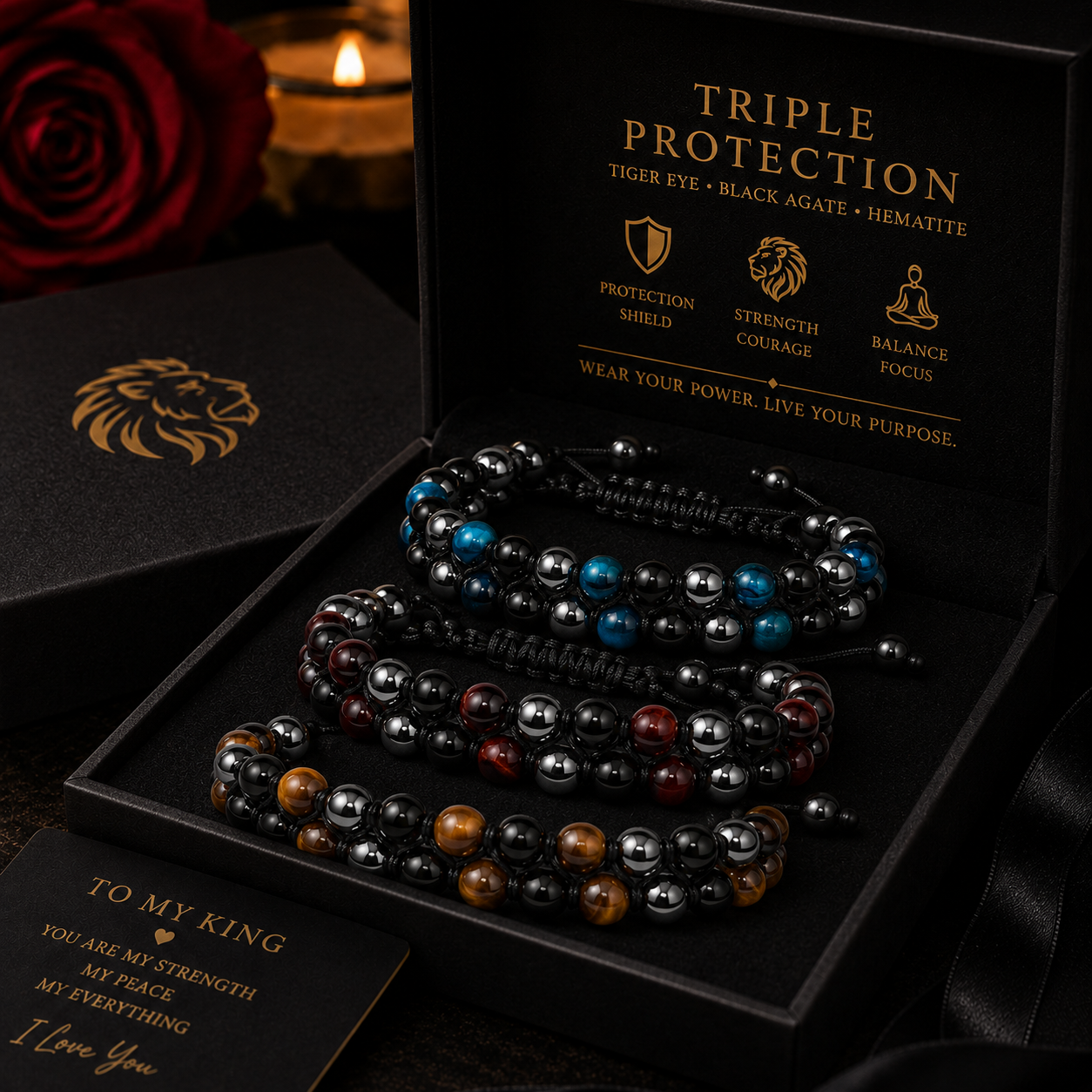 Tiger Eye Triple Protection Bracelet