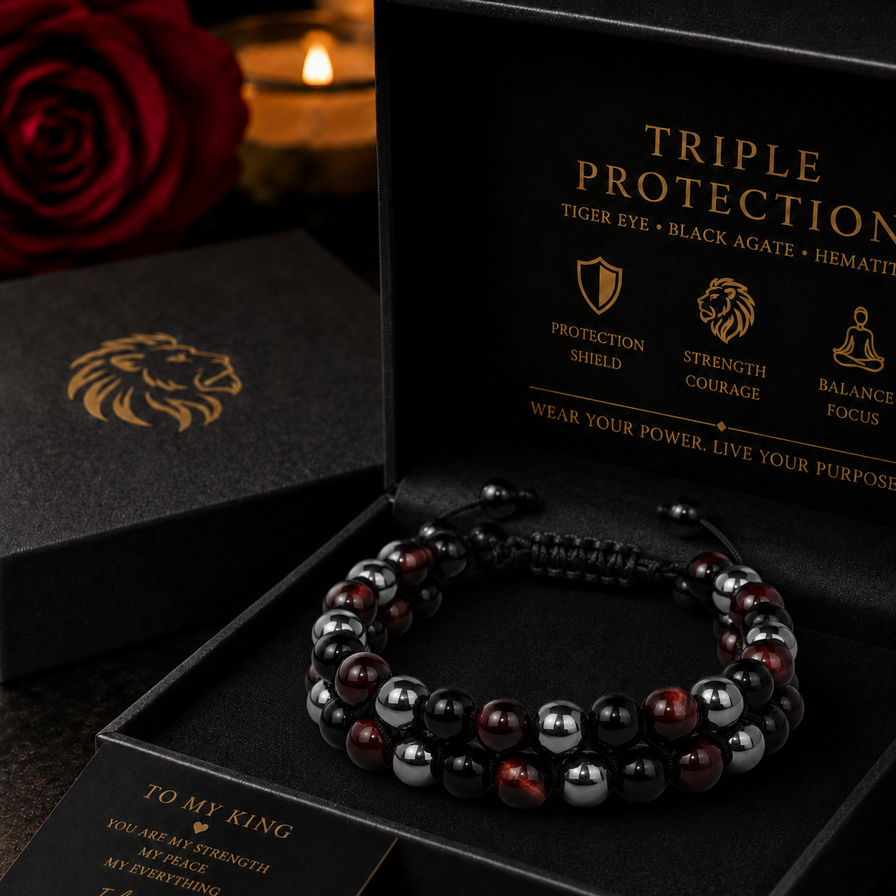 Tiger Eye Triple Protection Bracelet