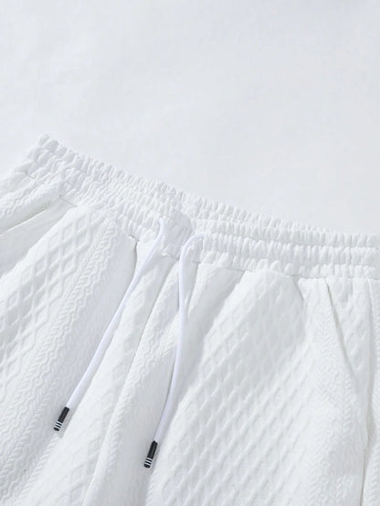 Men’s Waffle Knit Button Down Shirt & Shorts Set