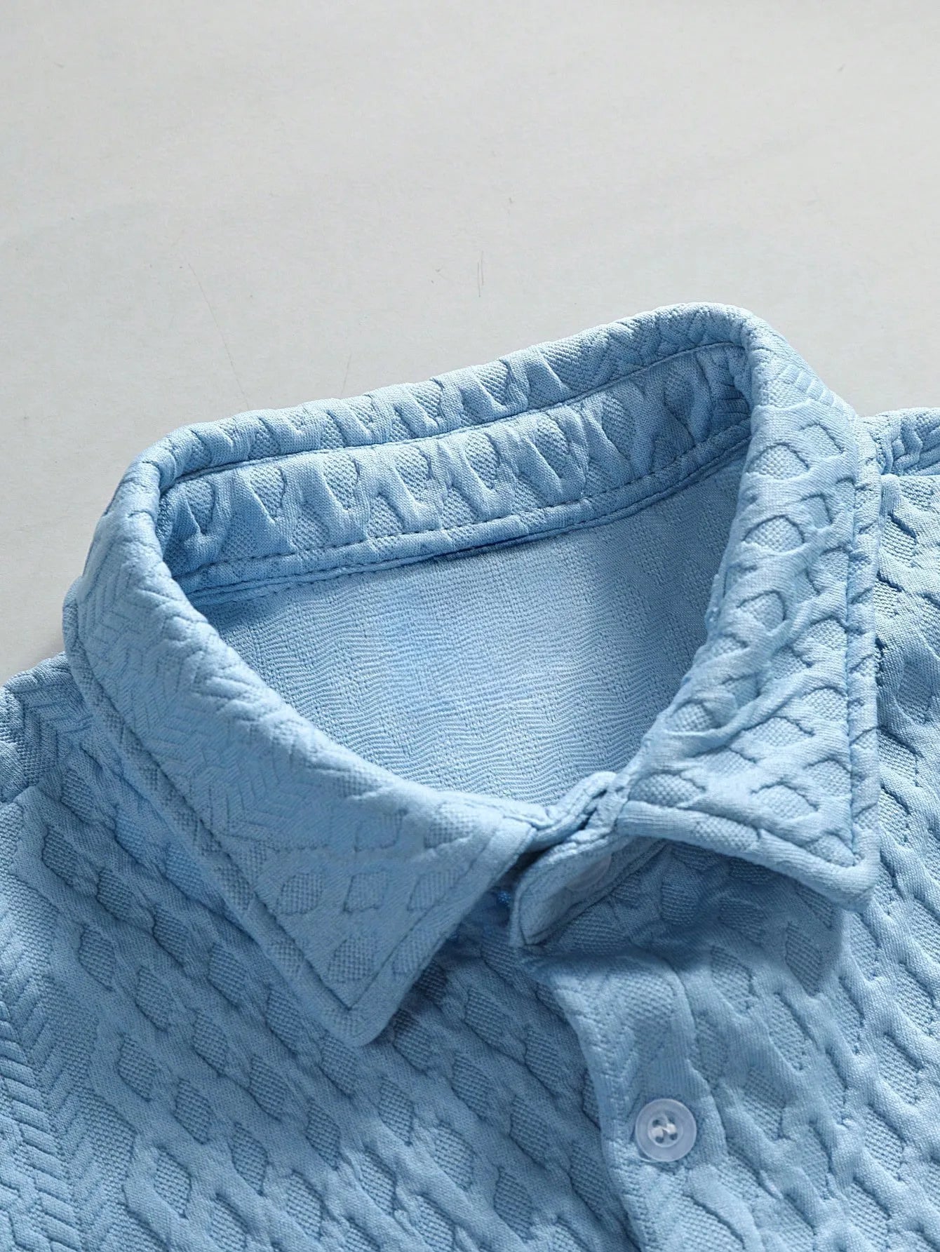 Men’s Waffle Knit Button Down Shirt & Shorts Set
